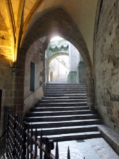 Once on the island, labyrinthine stairs and passages lead through and around the town and the abbey.