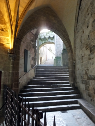 Once on the island, labyrinthine stairs and passages lead through and around the town and the abbey.