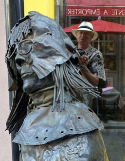 Art is everywhere in Honfleur. This metal sculpture was outside a gallery.