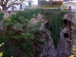 Old abandoned caves built into cliffsides can be seen in several locations.